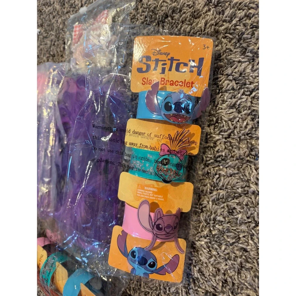 Disney Stitch Slap Bracelets and Girls Tea Party Dress Up Accessory Lot Purple